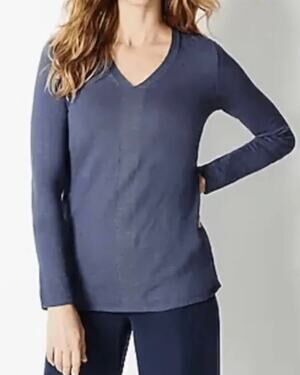 J JILL | Womens Arbor V-Neck Linen Cotton Blend Sweater Size Medium Career Chic